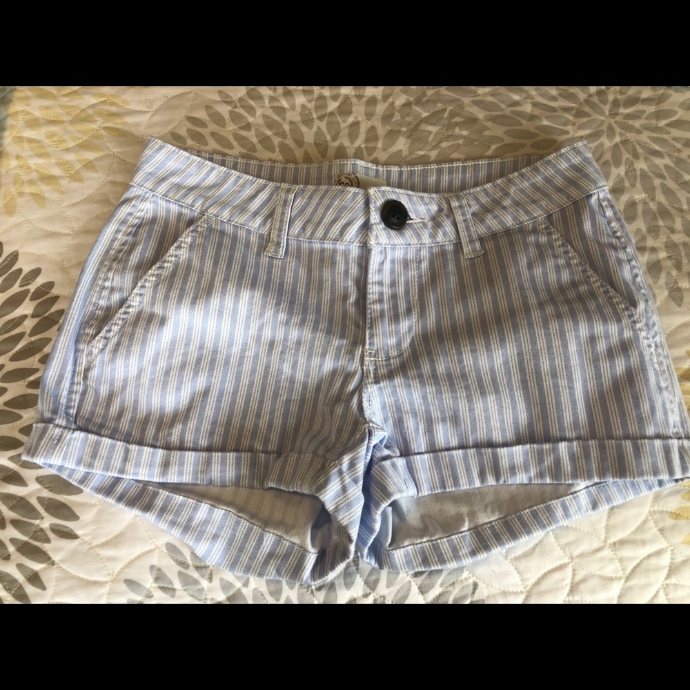SO blue and white striped shorts